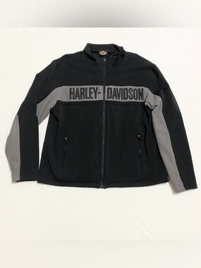Harley-Davidson Men’s Black & Gray Logo Full Zip Moto Fleece Jacket